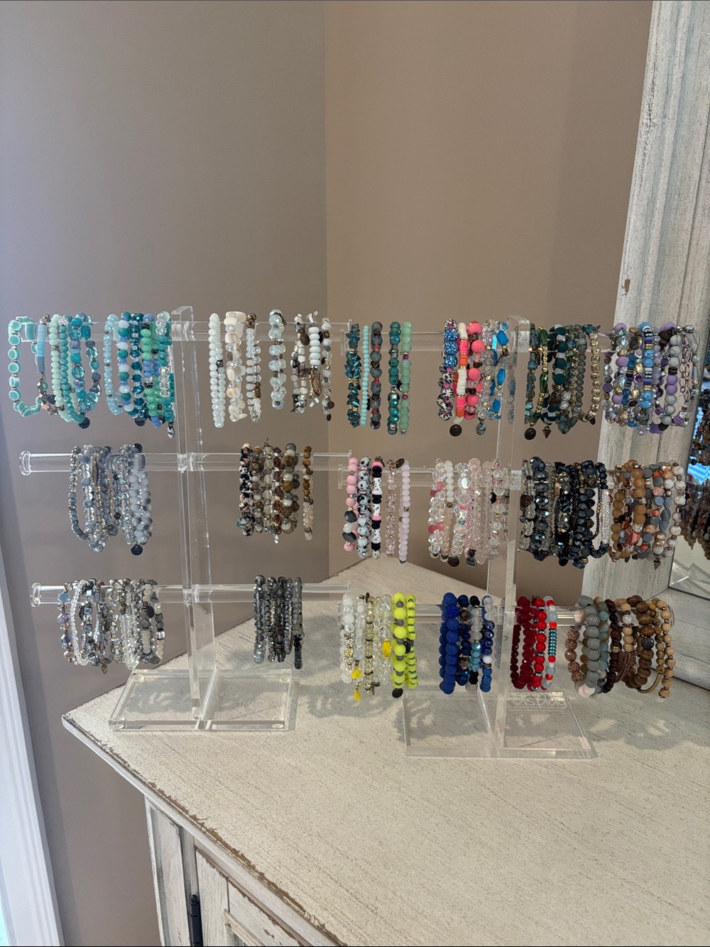 Erimish Assorted Beaded Stretch Bracelets (19 Stacks & 1 Display Holder)